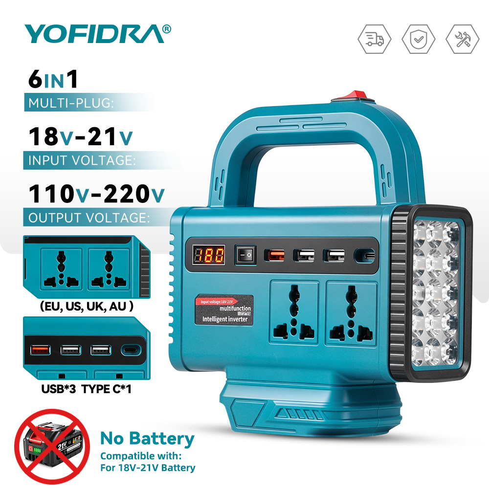 Outdoor Power Adapter Usb C - YOFIDRA 220V Tragbarer Stromwechselrichter, Notstromversorgung für